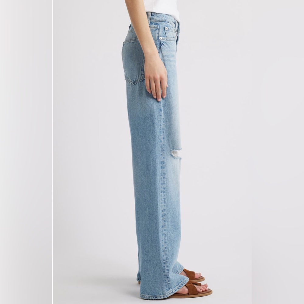 rag & bone Logan Distressed Mid Rise Wide
Leg Jeans Color: Ludlow size 30&31 - Picture 3 of 13